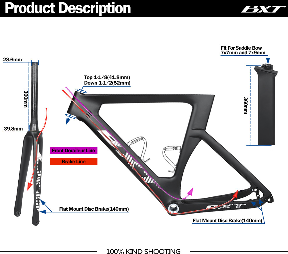 Aero Carbon Fiber Fat Bike Frame Racing 700C Carbon Fiber Track Bike Frame