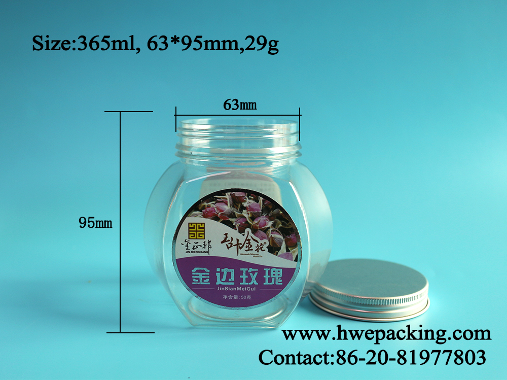 Special Scented Dry Flowers PET Plastic Jars 12OZ With Aluminum Cover