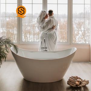 Quality Curved Oval Artificial Stone Bathtub GMC Waterproof Freestanding Resin wholesale