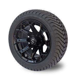 Quality ShuRan Gloss Black 12 Inch Golf Cart Wheels And Tires 215/35-12 Tire DOT Approved wholesale