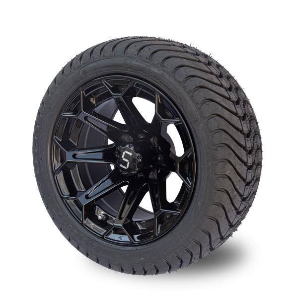 ShuRan Gloss Black 12 Inch Golf Cart Wheels And Tires 215/35-12 Tire DOT