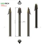 15m lockable pneumatic telescopic mast 30kg payloads 2.8m closed height mobile