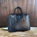 Authentic Crocodile Skin Key Lock Zipper Closure Businessmen Laptop Briefcase