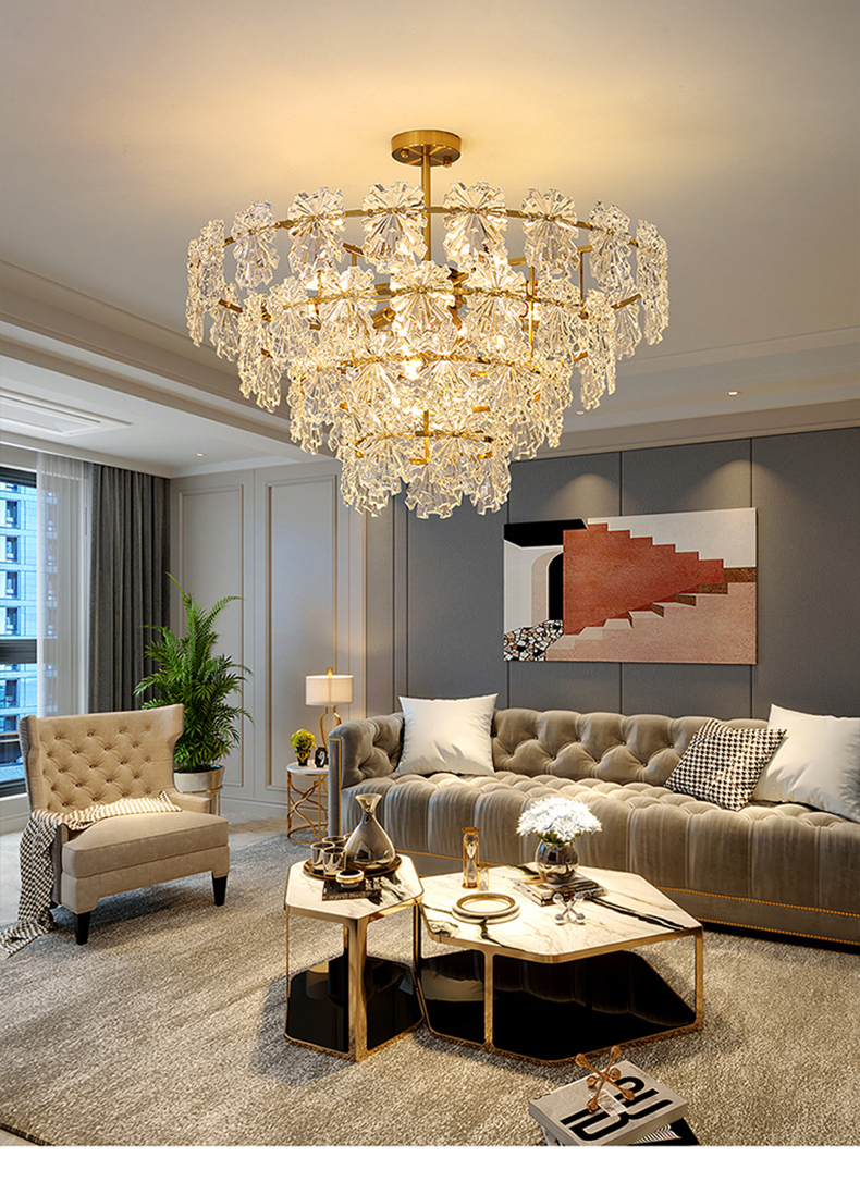 Transparent Glass Led Chandelier For Living Room Foyer Hall Luxury Ceiling Lamp Decor Kitchen leaf chandelier(WH-CY-250)