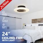 Flush Mount 24inch Bedroom Ceiling Fan Light Reversible AC Motor