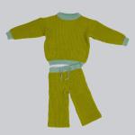 Customized Long Sleeve Chunky Color Block Sweater 2PCS 100% Cotton Contrast Knit