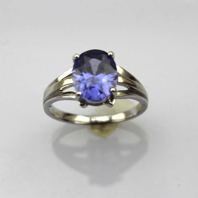 Women Jewelry Oval Purple Cubic Zirconia Sterling Silver Ring (R82)