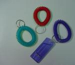 Customer OEM Transparent Green Safety Wrist Whistle Coil Key Holder
