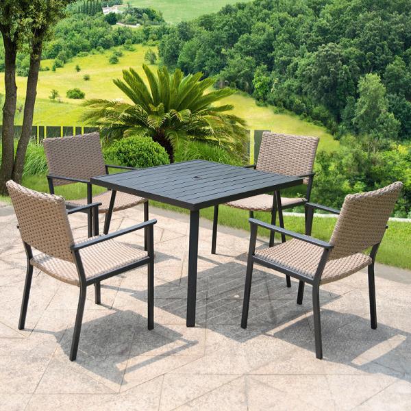 Aluminium Frame Terrace Furniture Waterproof Rattan Chair Set For Outdoor Dining