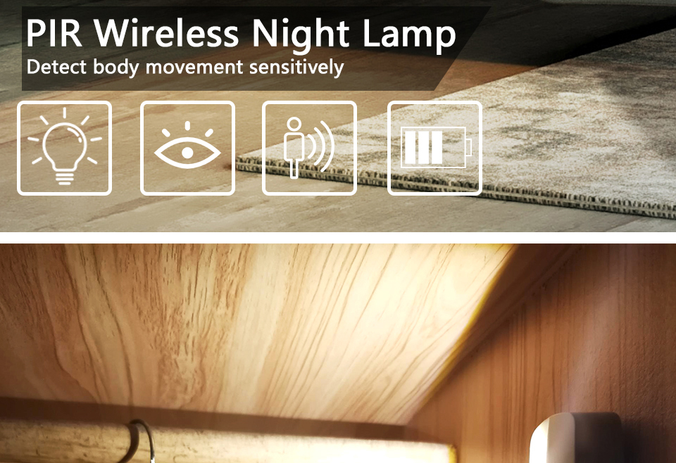 0.8W 30LM Plug In Night Lamp PIR Sensor 100 Degree For Closet Aisle Hallway