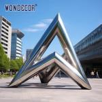 Large outdoor park forging metal modern geometric triangular stainless steel