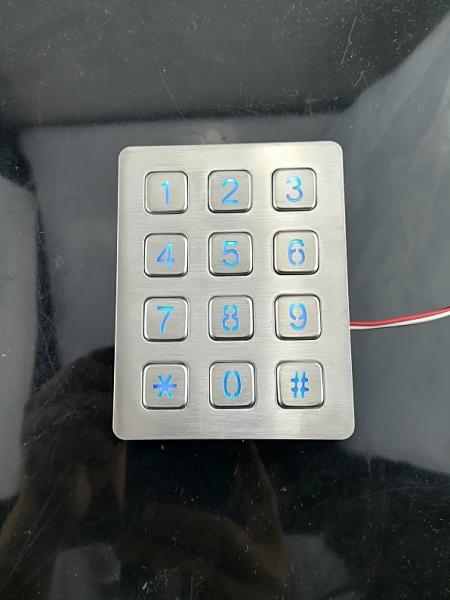 12 keys Panel mounted stainless steel illuminanted keypad with male pin out