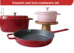 ISO9001 Enameled Cast Iron Skillet Set With Casserole Dutch Oven / Fry Pan
