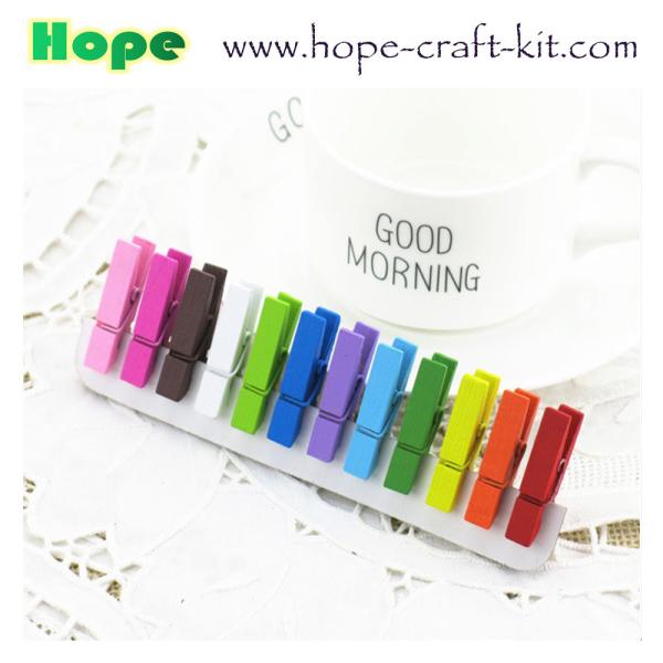 Various Size Mixed Colors Asslorted Colors Solid Wood Clothpins Clips Pegs with