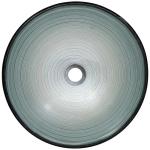 Silver Tempered Glass Sink Vessel Brushed Line With Foil 420 * 420 * 145mm