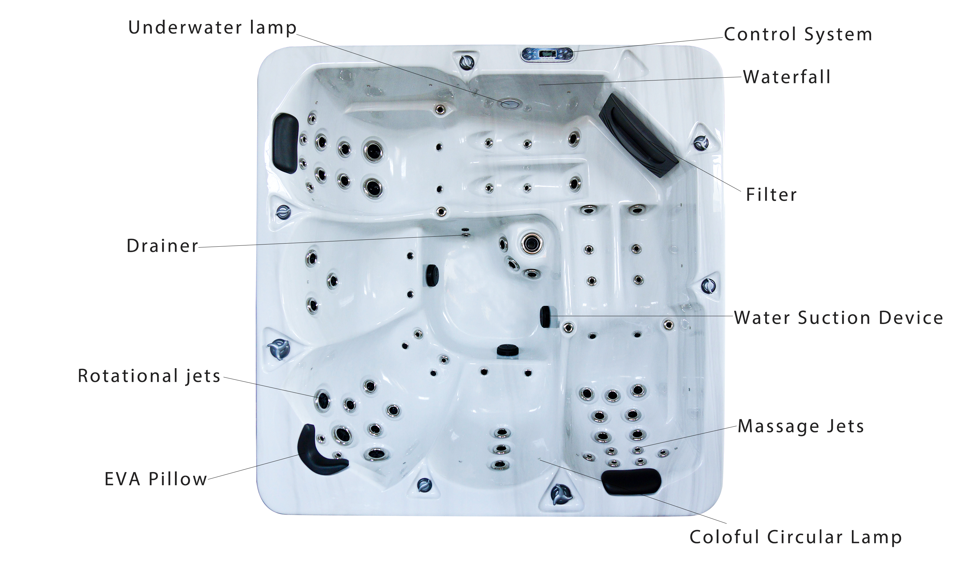 5 Persons Family And Friend Outdoor Hot Tub With Sleek Exterior Styly And Seat