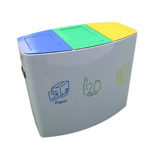 Quality Brushed Three Compartment 60L Public Recycling Bin wholesale