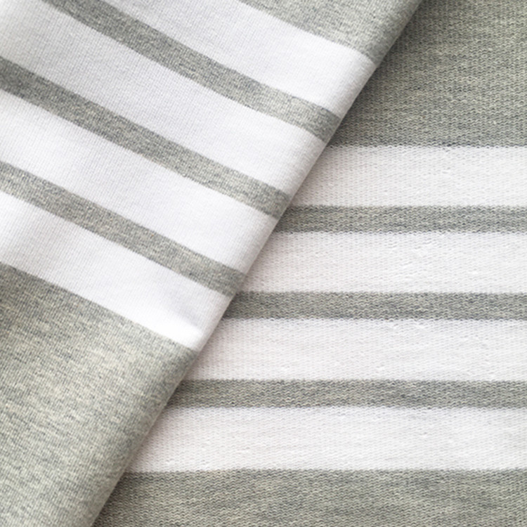 Healthy And Long-Lasting Striped Cotton Fabric For T-Shirt With Elastic Fiber