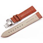 ALK Leather Watch Band Bracelet Strap Butterfly Deployant Clasp Buckle Watchband