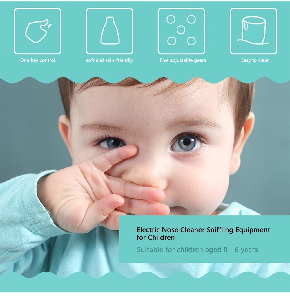 Electric Automatic Nose Cleaner,Baby Nasal Aspirator,2 Sizes of Silicone Tips