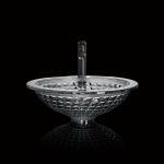 Circular Handmade Crystal Wash Basins Vessel Glass Bathroom Funnel Shaped Smoke