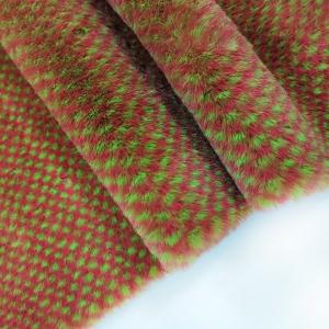 Quality Plaid Printed Brown Faux Fur Fabric 350gsm Thermal Long Pile For Balnkets Toys wholesale