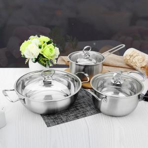 Quality Wholesale Stainless Steel Pot Cookware 201 Set Stock Pots 18/20/26cm Soup Pot Cookware Sets wholesale