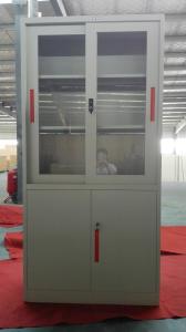 Quality Glass/steel door swing open steel cupboard cabinet Knocked down structure/white/grey color/cam lock wholesale