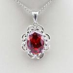 Sterling Silver Jewelry 10mmx12mm Garnet Cubic Zirconia Pendant (PSJ0177)