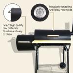 Large Double Barrel Charcoal Grid BBQ Smoker Dia. 4mm Galvanized Side Table