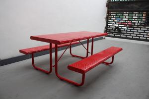 Quality Perforated Steel Outdoor Picnic Table With Benches Surface Mounted Free Standing wholesale