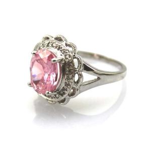 Quality Fashion Jewelry 8mmx10mm Oval Cut Pink Cubic Zircon 925 Silver Ring(R19) wholesale