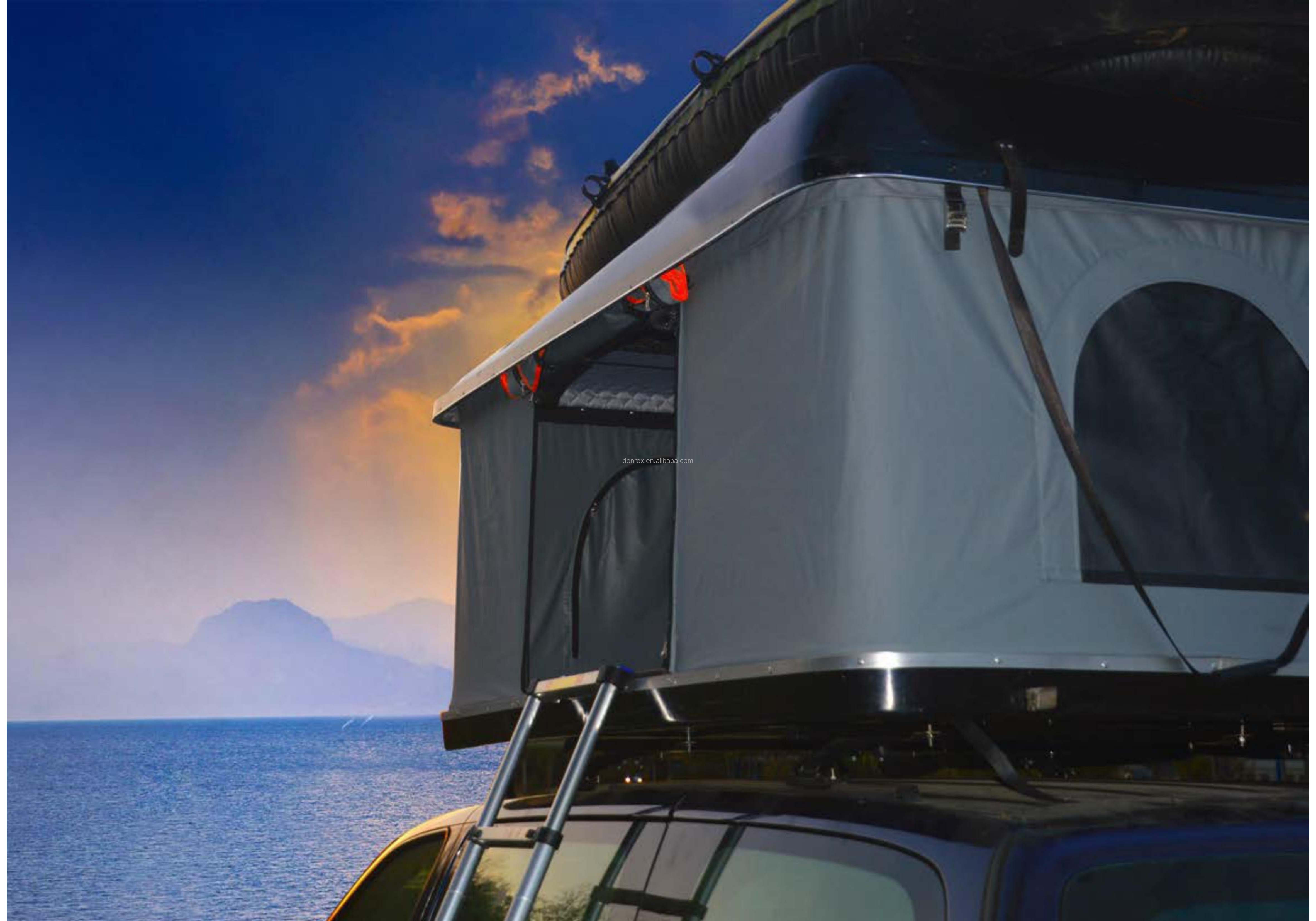 Dark Gray Triangle Clamshell Roof Top Tent 4x4 Rooftop Tent Hard Shell
