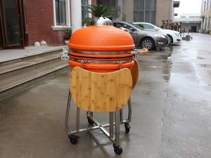 Quality Orange Kamado Ceramic Grills 57*65cm Stainless Steel Accessory BBQ wholesale