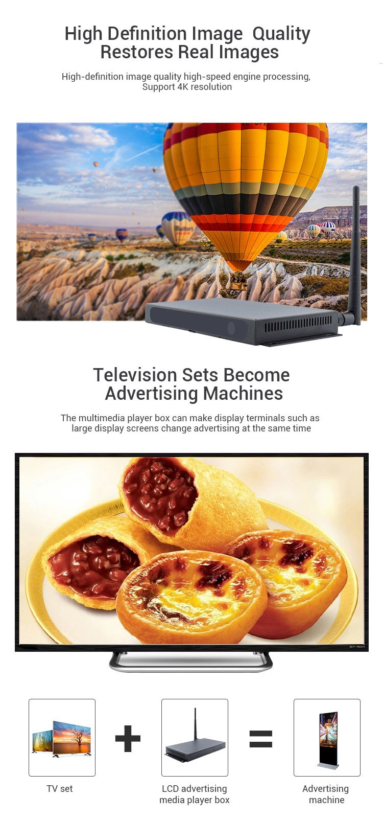 Commercial BT4.0 Mini Hd Media Box 1080p Video Advertising Machine