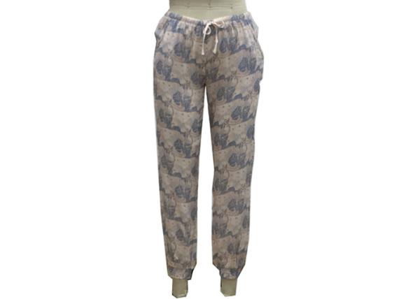 Fashion Ladies100% Viscose Elastane Trousers , Womens Beach Pants Flowers