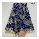 Tulle Lace with Velvet Lace Fabric Flower Embroidered French Multi Color Guipure