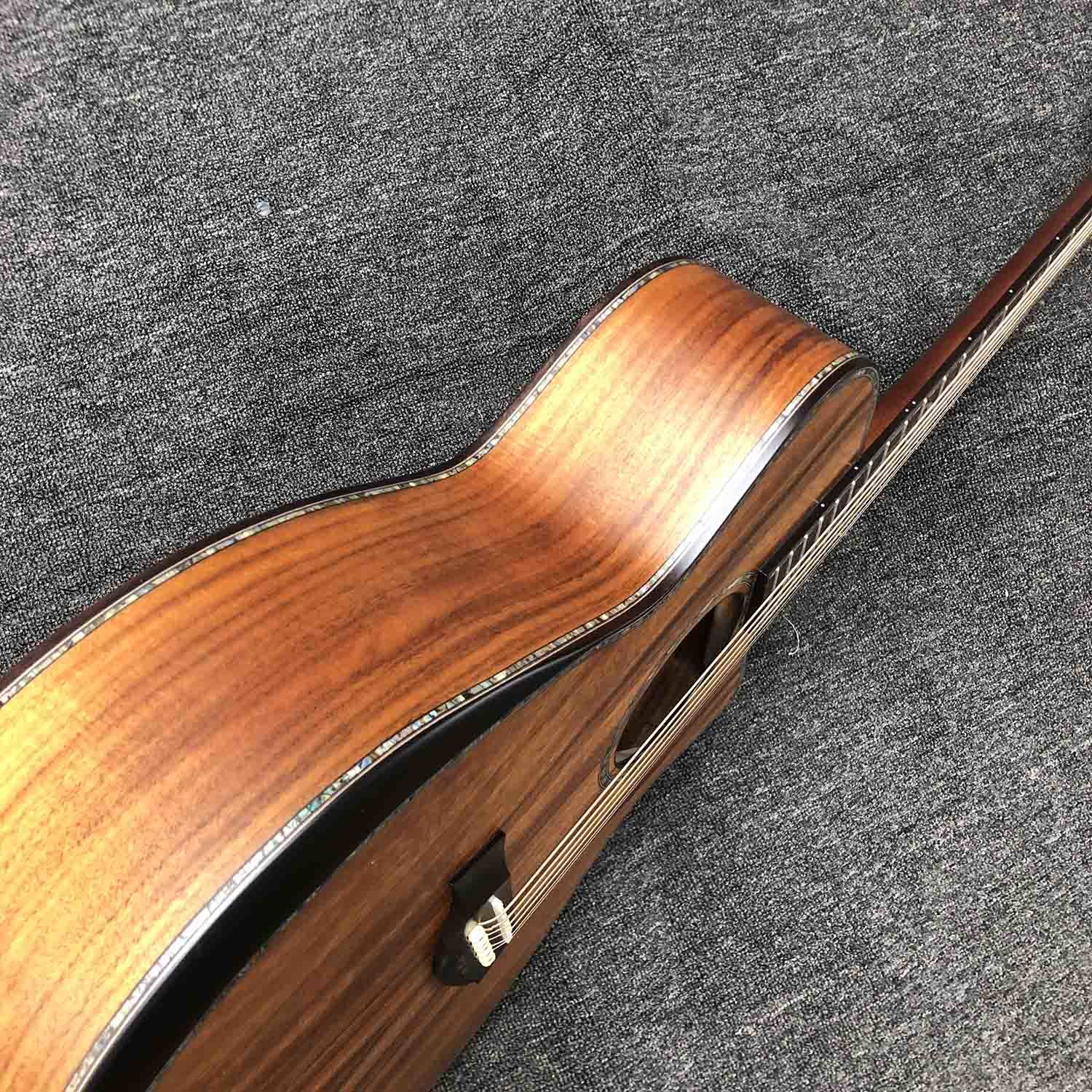 Custom 41 Inch Matte Solid KOA Top Acoustic Guitar with Abalone Ebony Fingerboard ArmRest KOA Wood Guitar