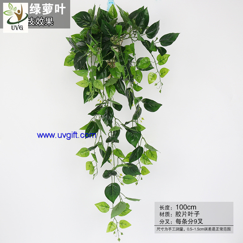 UVG interior decoration 1 meter green hanging faux ivy with plastic vine leaves for sale CHP01