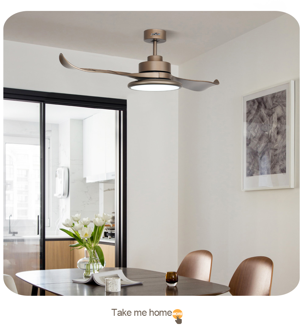 2- 1stshine 52-inch Gold Finish Ceiling Fan with Remote Control and 2 ABS Blades DC LED