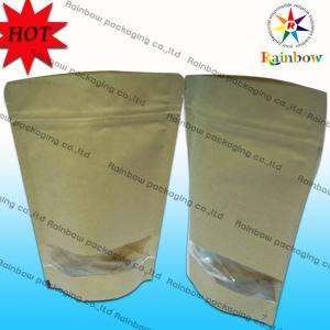 Quality Stand Up k Brown Kraft Customized Paper Bags With Window For Snack Packaging wholesale