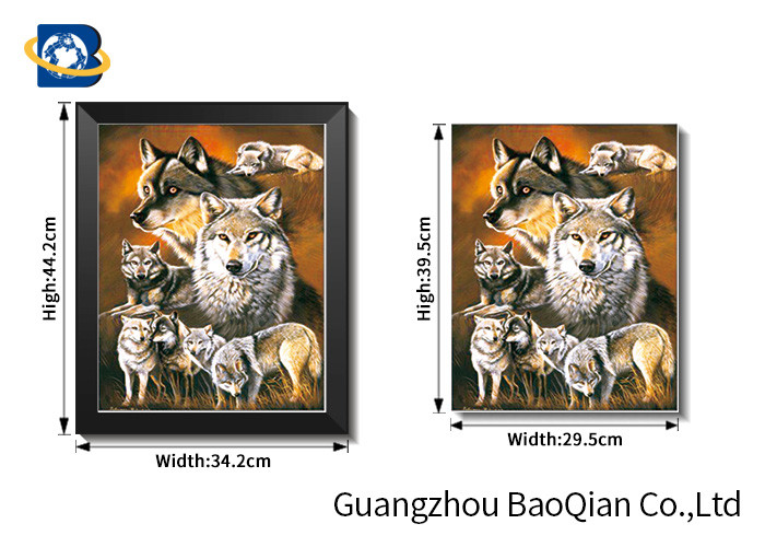 Framed Lenticular Flip 3D Painting Wall Decoration Wolf Pattern 0.6MM Thickness