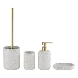 Quality Four Piece Set Terrazzo Bathroom Accessories Set Round Terrazzo Toothbrush Holder Cream Color wholesale