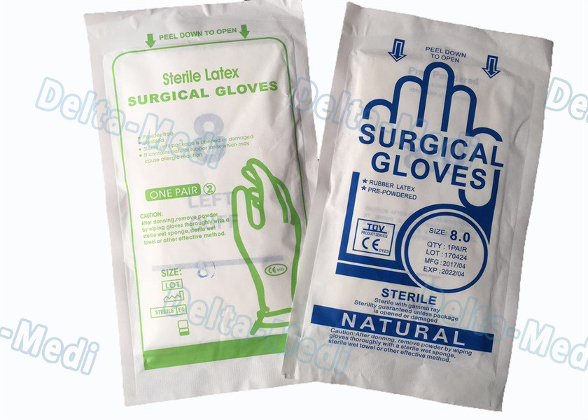 Sterile Latex Disposable Surgical Gloves Powder Free White Color For Hospital