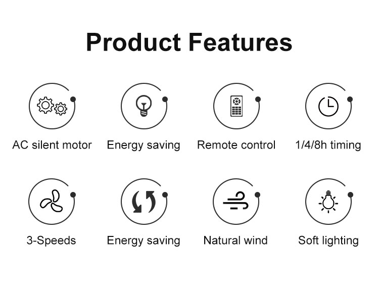 10- 220V 52 Inch LED Light ABS Blade Remote Control Ceiling Fan for Chinese Hotel