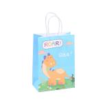Brown Kraft Paper Dinosaur Hand Printed Cartoon Shopping Bag for Clothing in