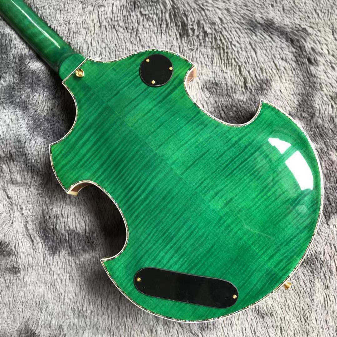 2021 Custom Grand Special Irregular Shape Body Semi-Hollow Body Electric Guitar in Green