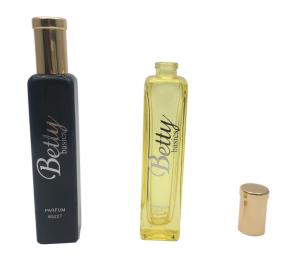 Quality STOCK Mini Refillable Glass Perfume Bottles 20ml Square With Sprayer / Gold Caps wholesale