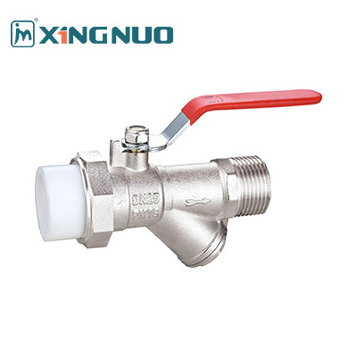 Y Tape Red Handle Forged Brass Boby Female And Female Threaded 3 Way Ball Valve 1/2 Inch 3/4 Inch