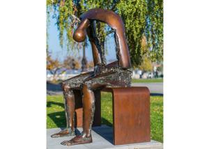 Quality Life Size Casting Bronze Man Sitting On Bench Statue wholesale
